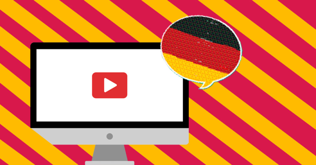 Graphic of computer with YouTube icon and German flag