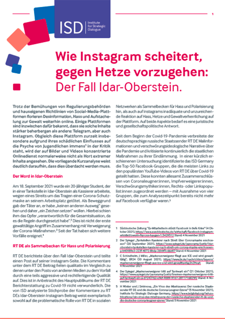 Wie Instagram scheitert, gegen Hetze vorzugehen: Der Fall Idar-Oberstein