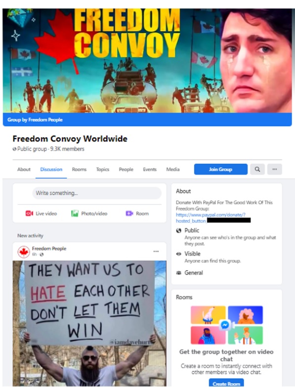 Freedom Convoy Worldwide Facebook page