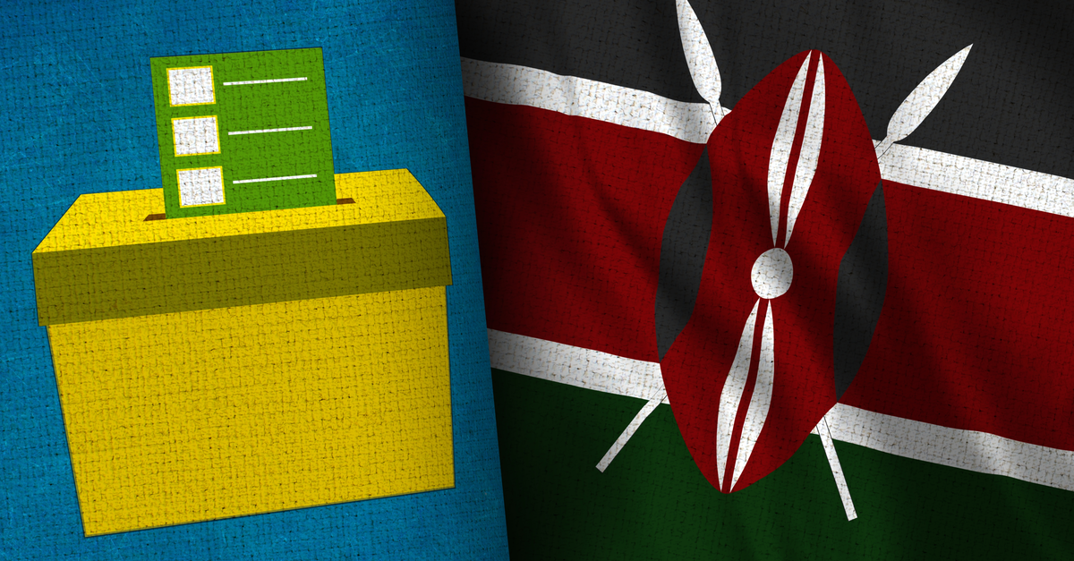 Graphic of ballot box and Kenyan flag