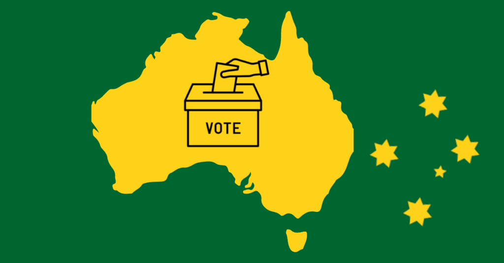 graphic of Australia with ballot box