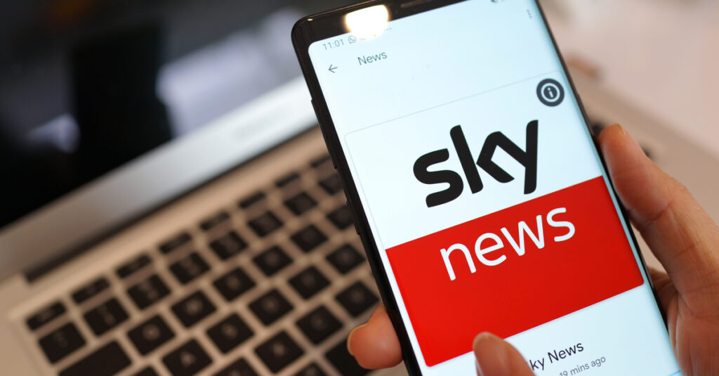 Sky News logo on mobile phone