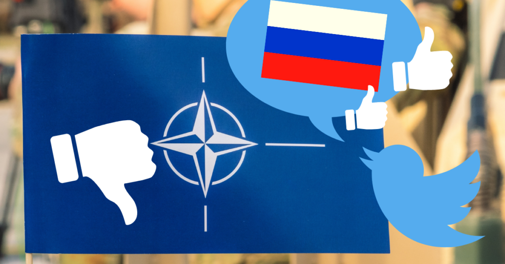 Graphic with NATO and Russian flag