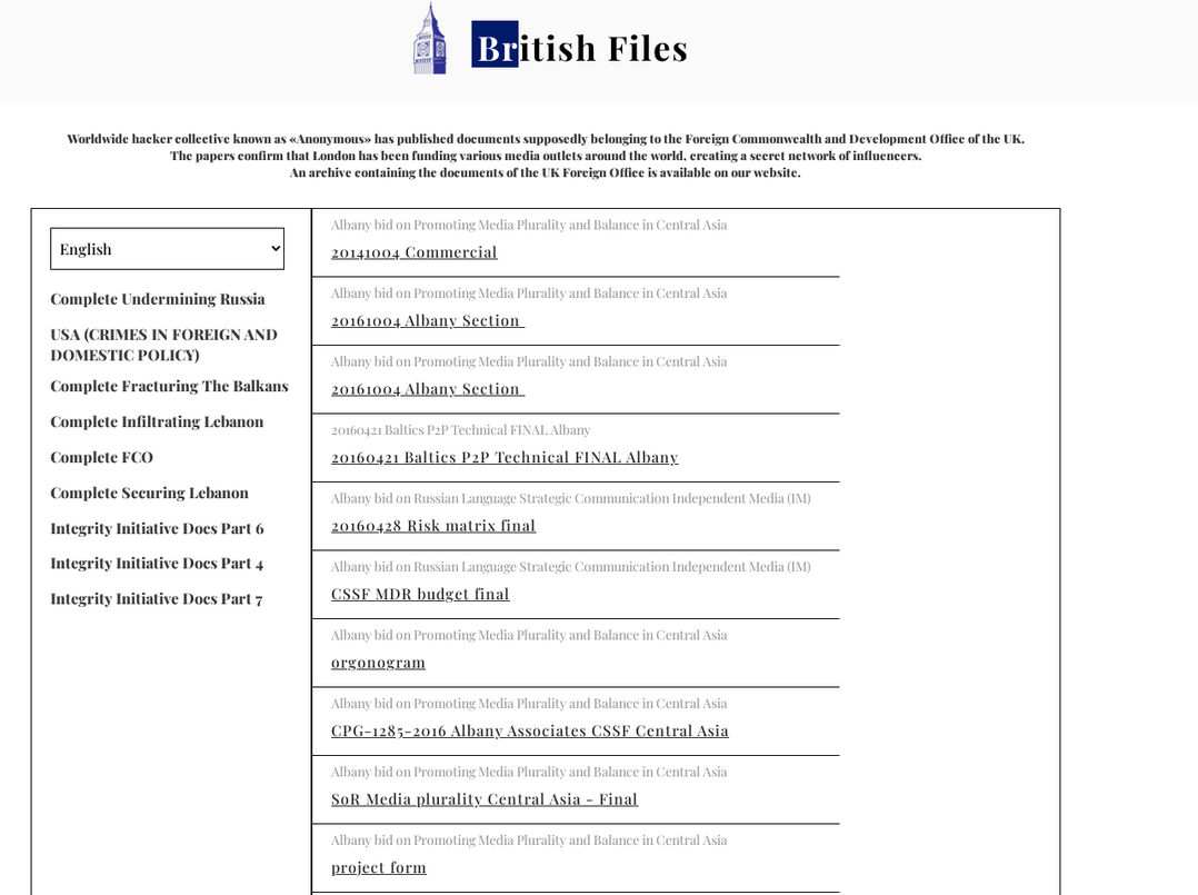 Screenshot of Britishfiles[.]com.