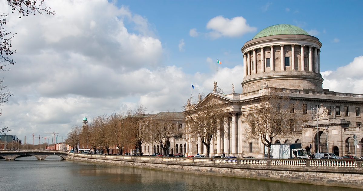 Four Courts by the river Liffey in the city of Dublin in Ireland.