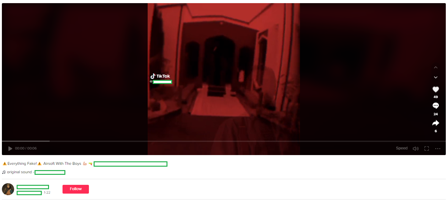 This post features footage from the video of the attack and was uploaded to TikTok in late January. The post caption described the video as ”fake” and containing ”Airsoft” footage.