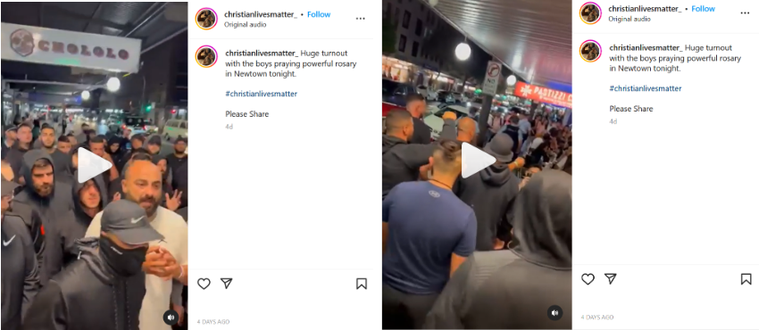 Figure 2: Screenshot from Christian Lives Matter Instagram post, sharing a video of the Newtown protest.