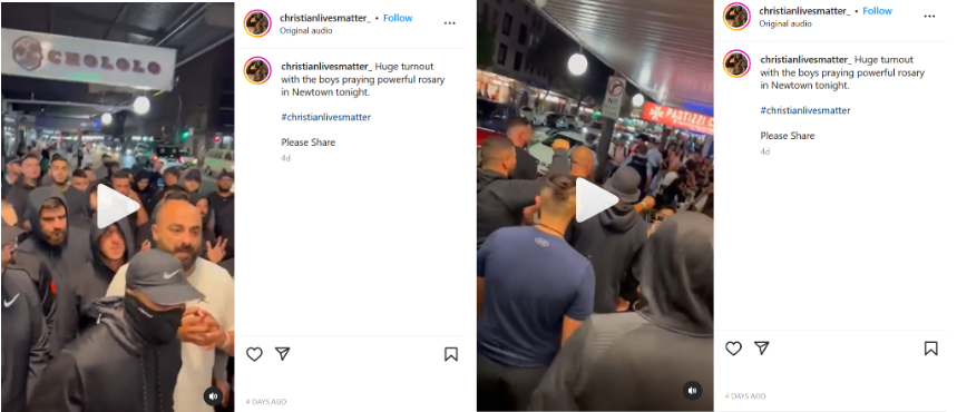 Figure 2: Screenshot from Christian Lives Matter Instagram post, sharing a video of the Newtown protest. 