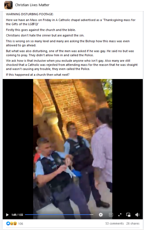 Figure 5: Screenshot of Christian Lives Matter Facebook post.