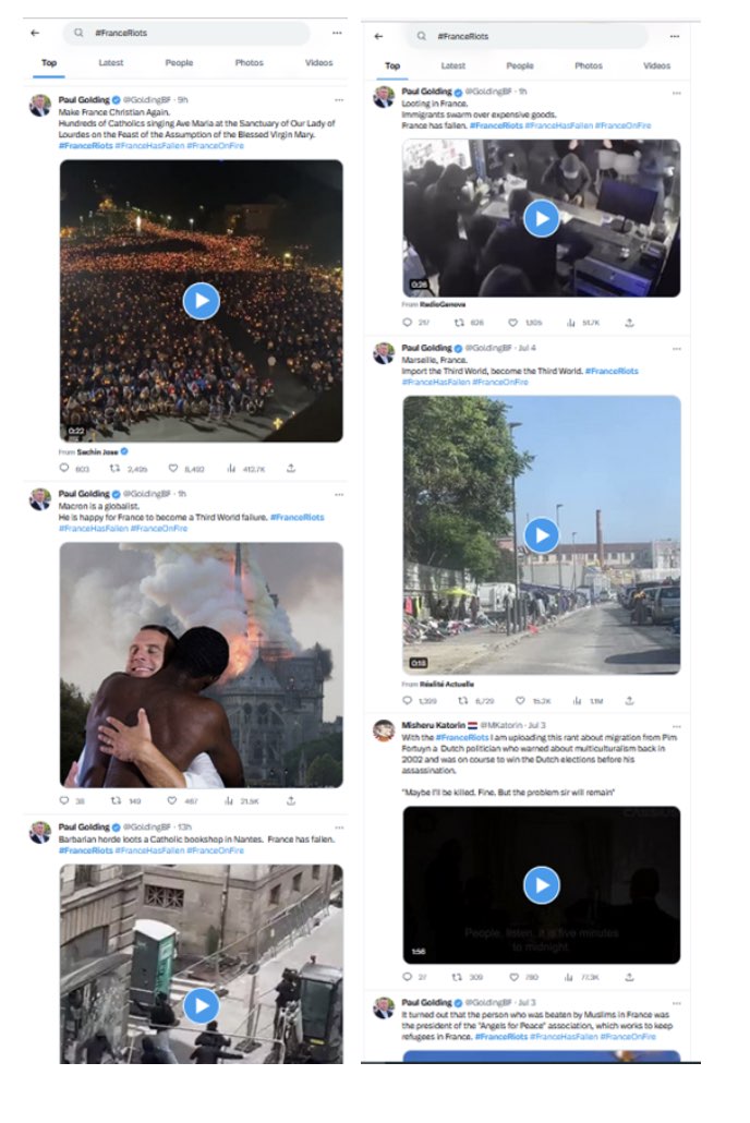 Recommended tweets on the #FranceRiots hashtag on 5 July 2023, 00:51 UK Time/09:51 Melbourne time
