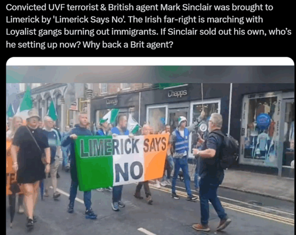 Image 4. An image showing Mark Sinclair participating in the ‘Limerick Says No’ protest on Saturday, 14 June.