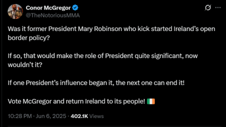Image 6: A screenshot from Conor McGregor’s X account.