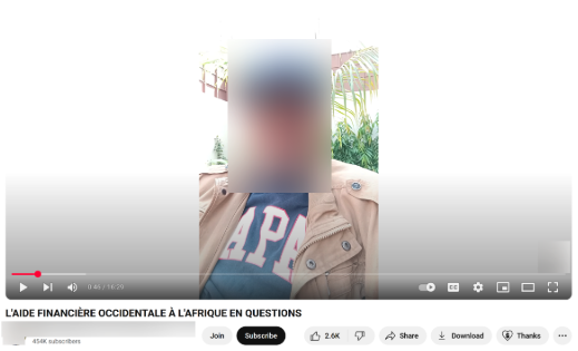Screenshot of a YouTube video by a pro-Kremlin influencer contrasting Western self-interest with Russian partnership